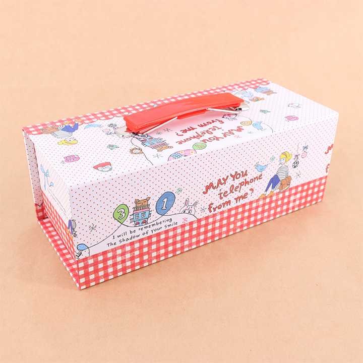 กล่องดินสออเนกประสงค์ 3 ชั้น มีรหัสล็อก ลาย Telephone (สีขาว-แดง) หรือ 18/18-9 สีแดง กล่องดินสอใส่รหัสผ่านได้
