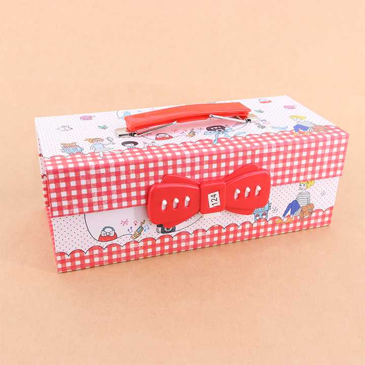 กล่องดินสออเนกประสงค์ 3 ชั้น มีรหัสล็อก ลาย Telephone (สีขาว-แดง) หรือ 18/18-9 สีแดง กล่องดินสอใส่รหัสผ่านได้